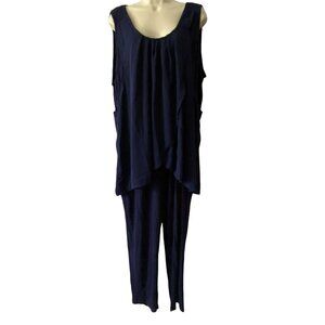 Chelsea Studio Jumpsuit 1pc Women’s Large Romper Sleeveless Blue Long Pants‎